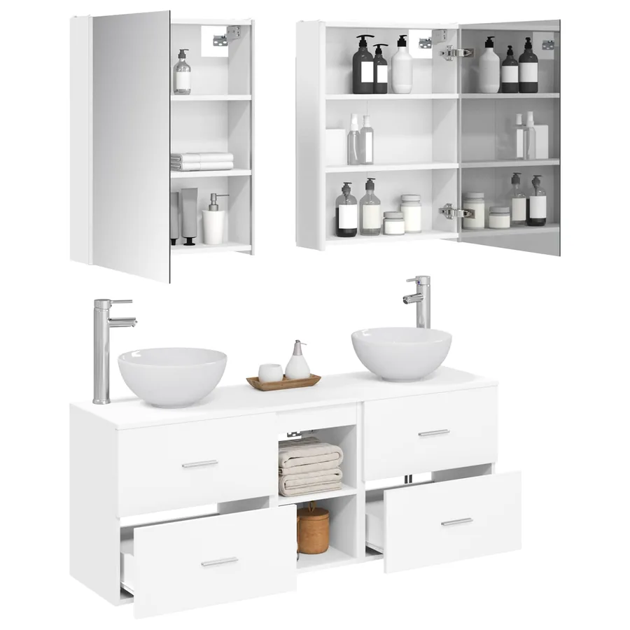 Ensemble d'armoire de salle de bain 5 pcs Blanc - 3