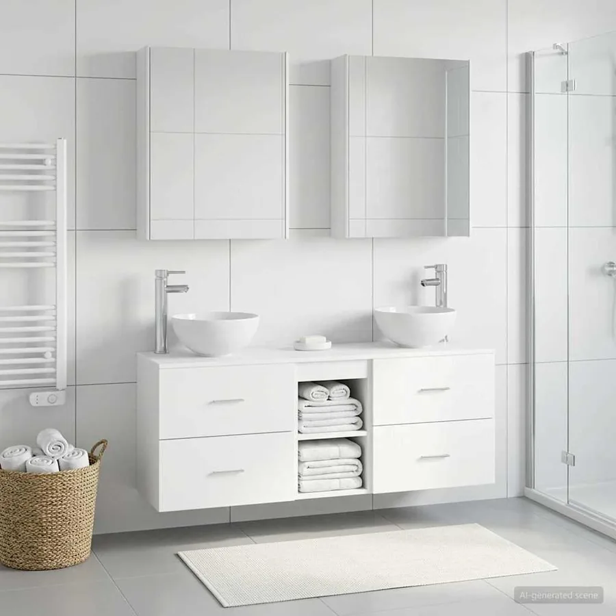 Ensemble d'armoire de salle de bain 5 pcs Blanc - 4