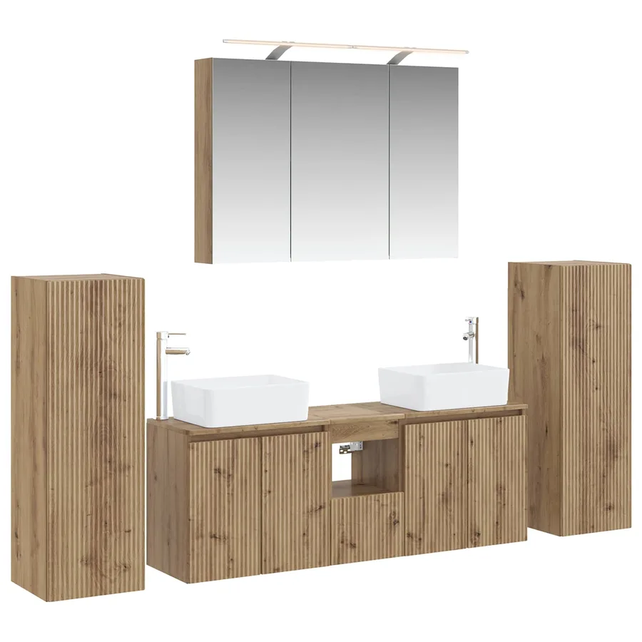 Ensemble de mobilier de salle de bain 6 pc Chêne artisanal - 2