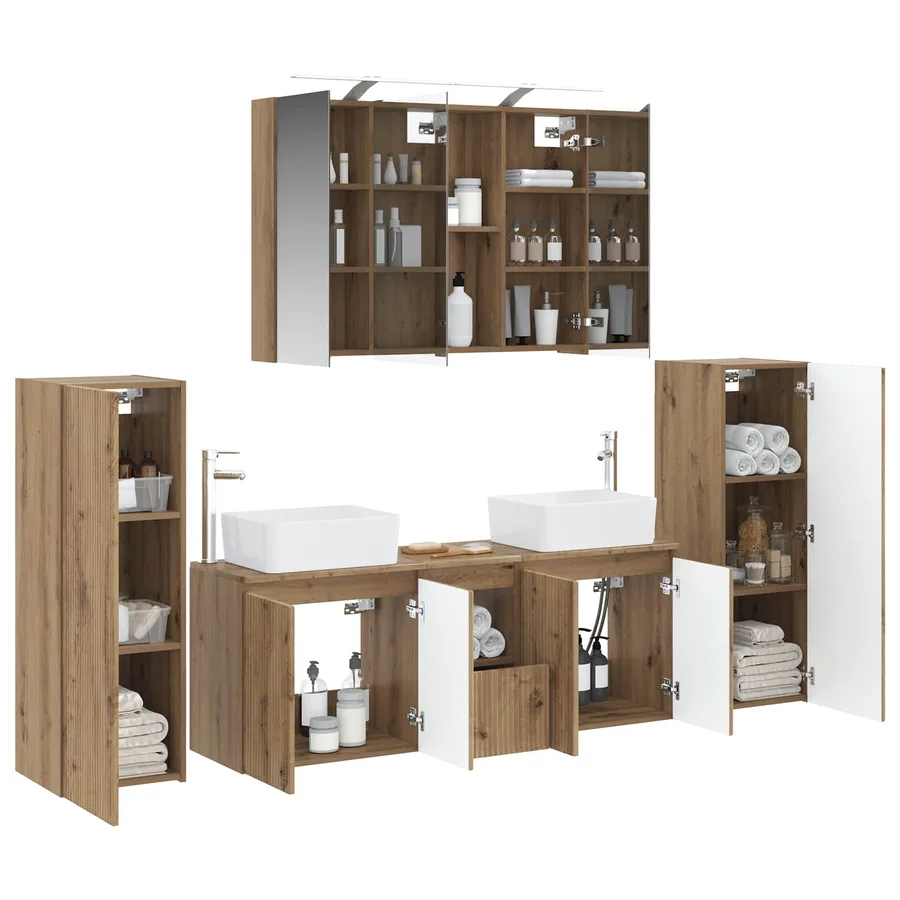 Ensemble de mobilier de salle de bain 6 pc Chêne artisanal - 3