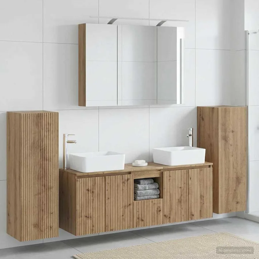Ensemble de mobilier de salle de bain 6 pc Chêne artisanal - 4