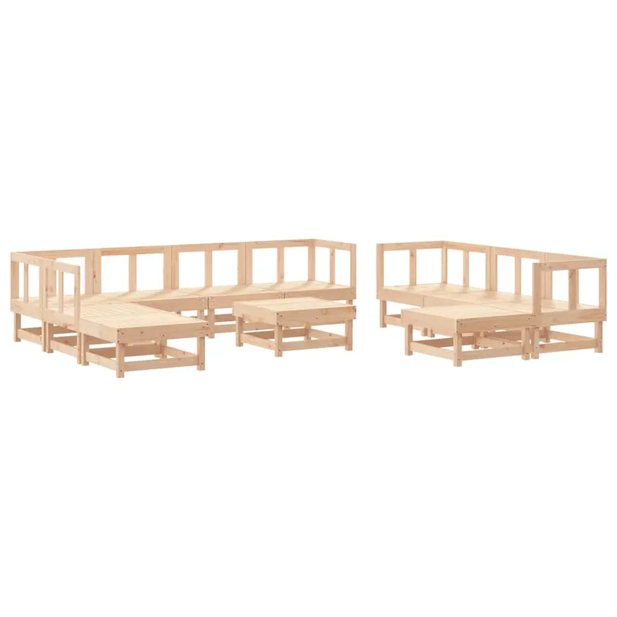 Salon de jardin 11 pcs Bois de pin massif - 2