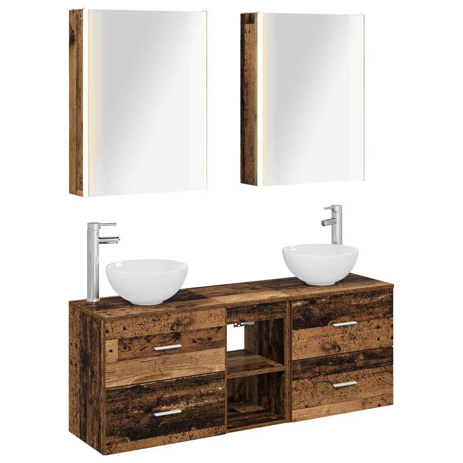 Ensemble d'armoire de salle de bain 5 pcs Bois ancien - 2