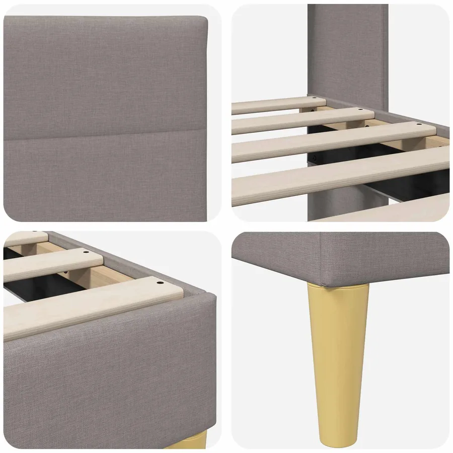 Cadre de lit avec tête de lit Taupe 80 x 200 cm Tissu - 7