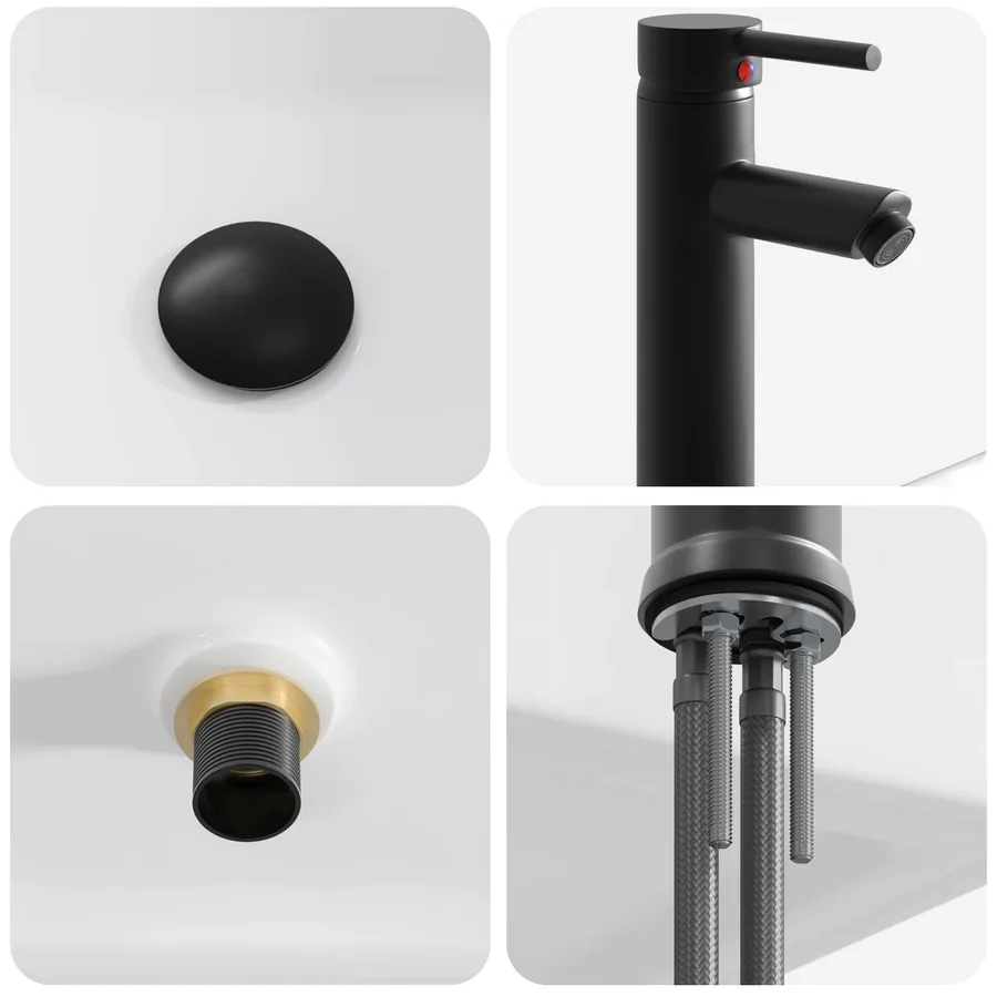 Lavabo de salle de bains Noir Mat 49 x 37 x 14 cm métal - 8
