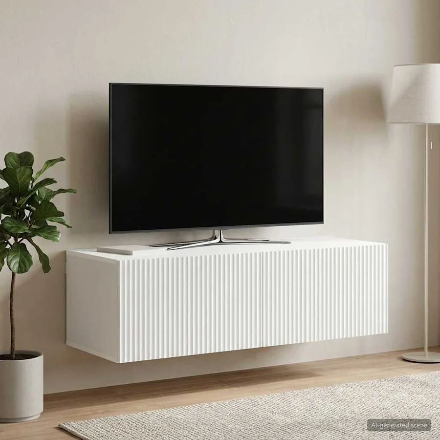 Meuble TV mural Blanc 98 x 41 x 30 cm Bois d'ingénierie