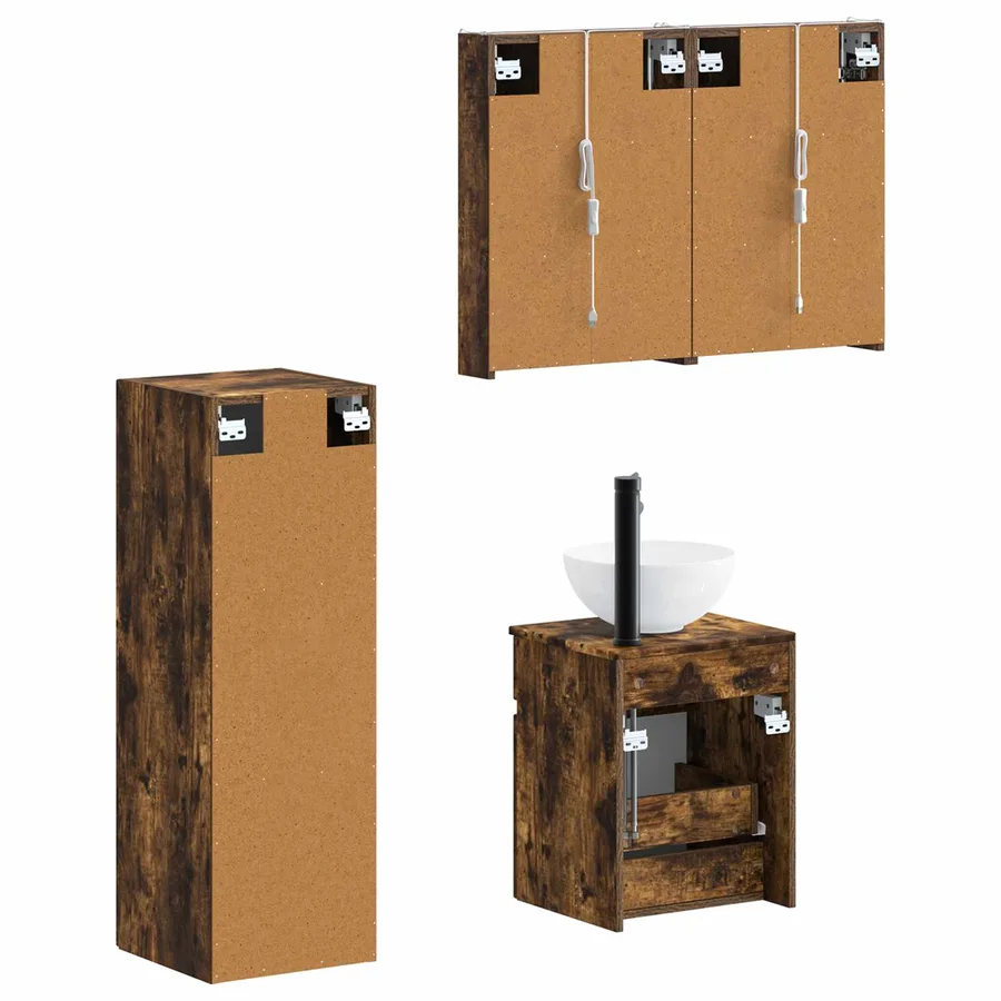 Ensemble de mobilier de salle de bain 4 pcs Chêne fumé - 5