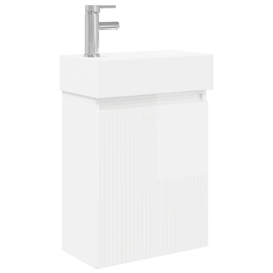 Meuble de salle de bain avec robinet Blanc brillant - 2