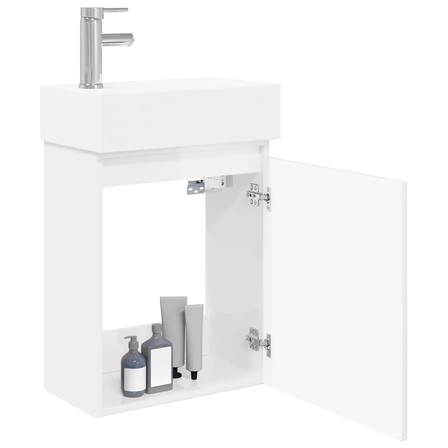 Meuble de salle de bain avec robinet Blanc brillant - 3