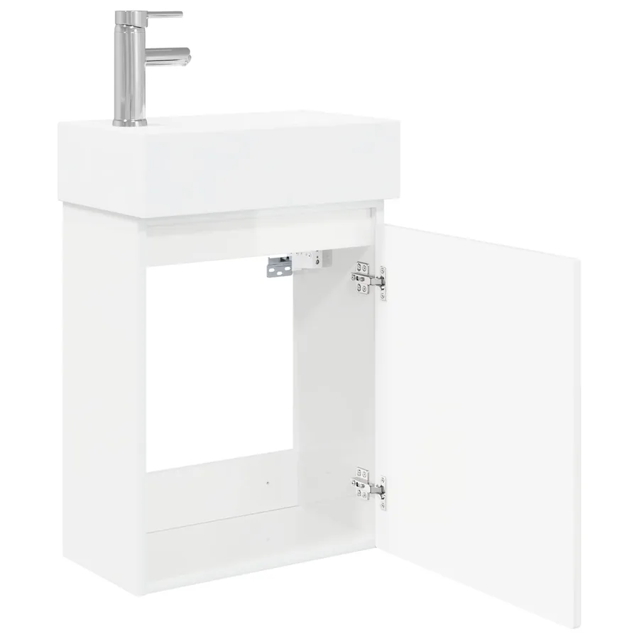 Meuble de salle de bain avec robinet Blanc brillant - 4
