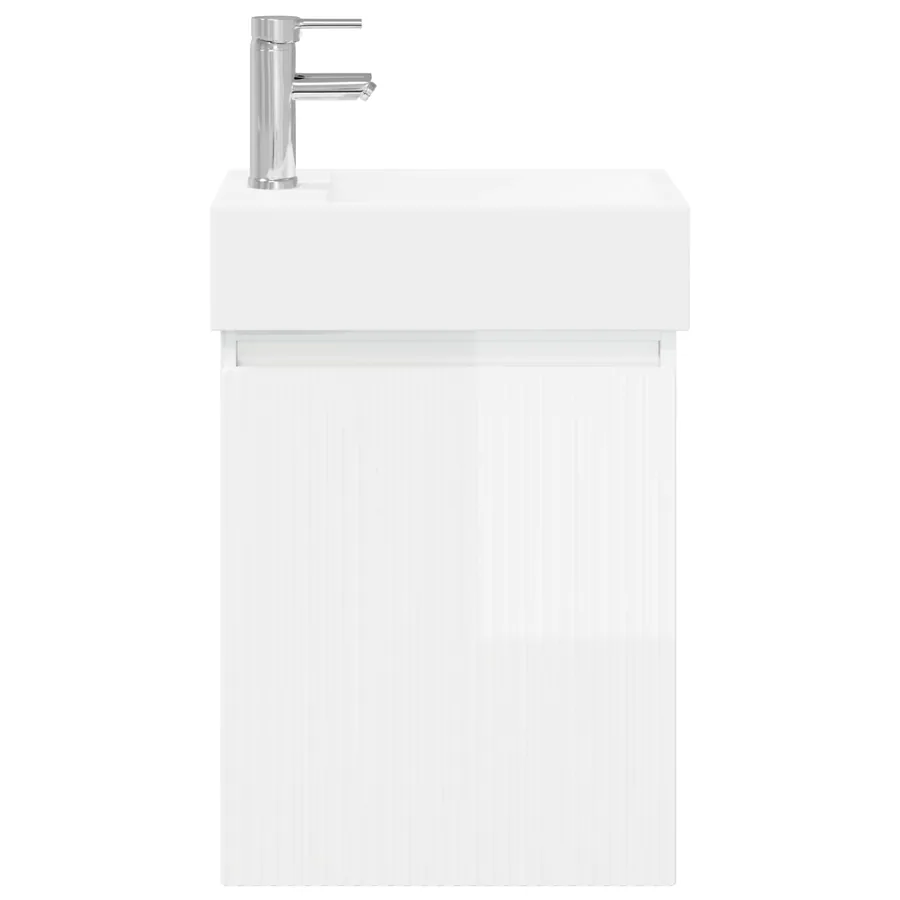 Meuble de salle de bain avec robinet Blanc brillant - 5