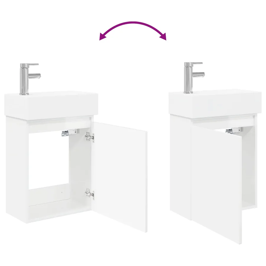 Meuble de salle de bain avec robinet Blanc brillant - 9