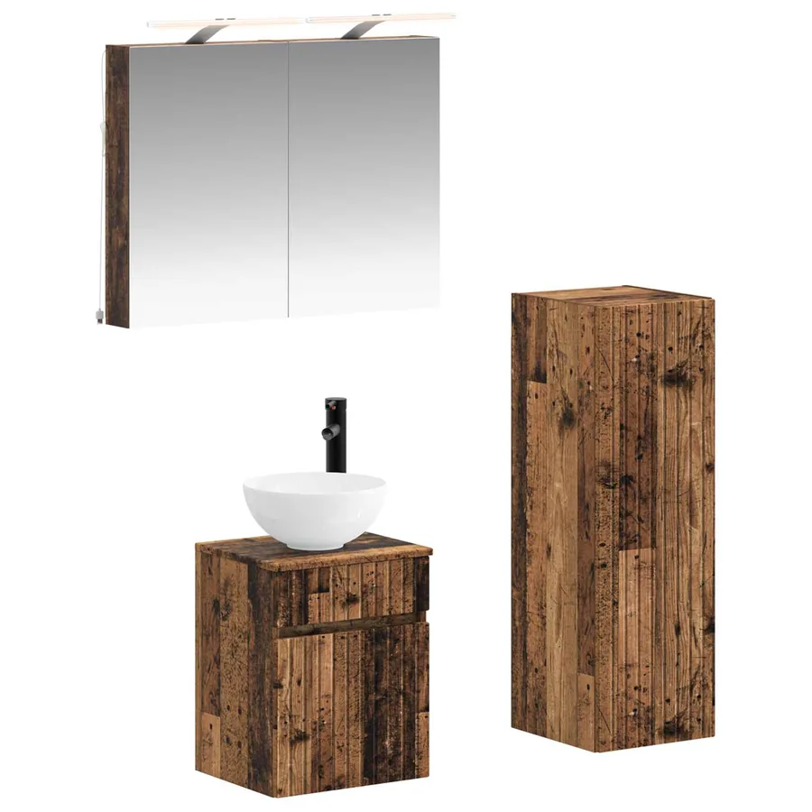 Ensemble de mobilier de salle de bain 4 pcs Bois ancien - 2