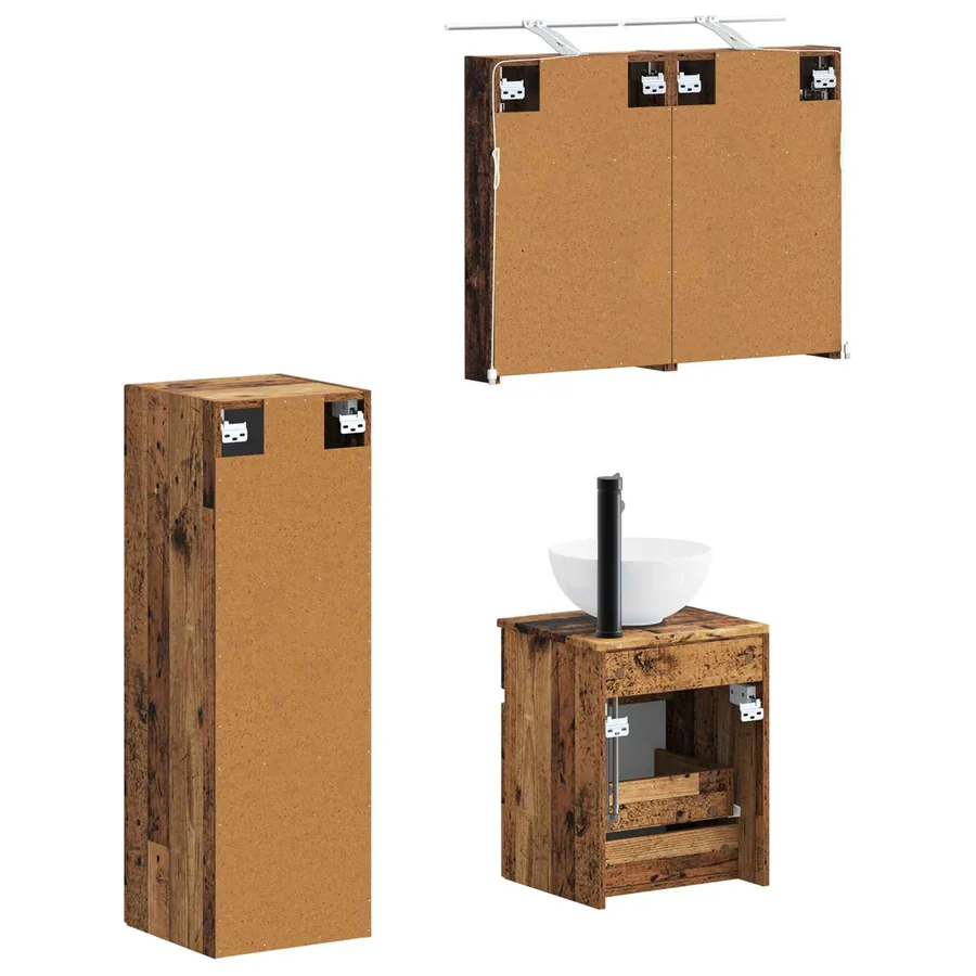 Ensemble de mobilier de salle de bain 4 pcs Bois ancien - 5