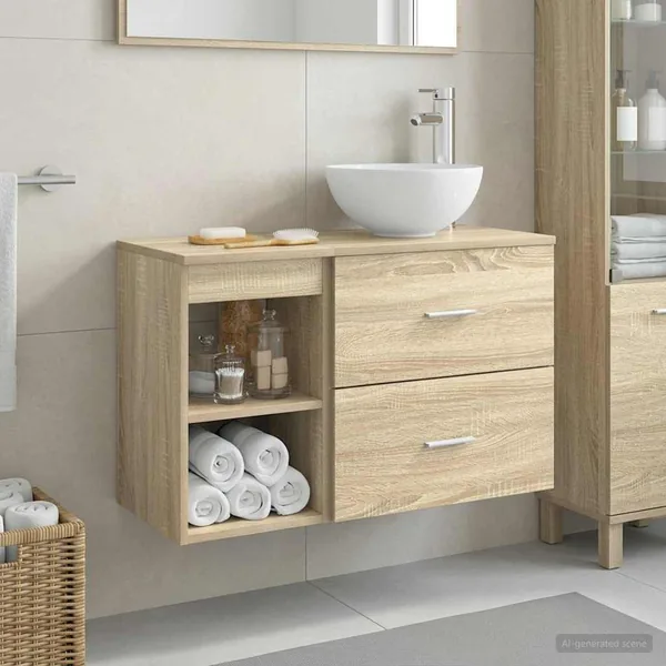 Ensemble de mobilier de salle de bain 2 pcs Chêne Sonoma