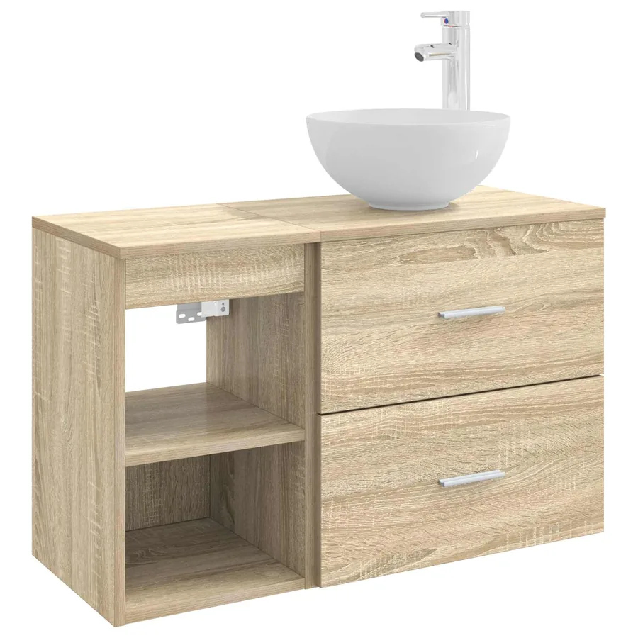 Ensemble de mobilier de salle de bain 2 pcs Chêne Sonoma - 2