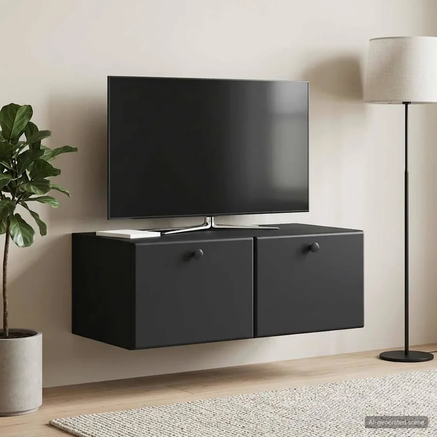 Meuble TV mural 78,5 x 41 x 30 cm Noir Bois d'ingénierie - 4