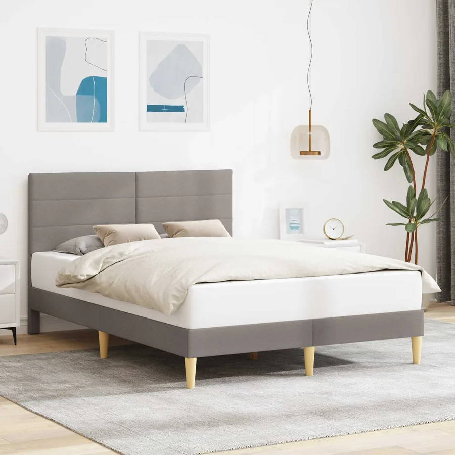Cadre de lit avec tête de lit Taupe 140 x 190 cm Tissu