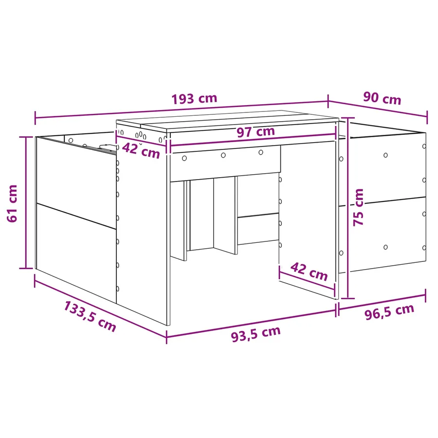 Lit haut pour enfants avec bureau Chêne Sonoma - 9