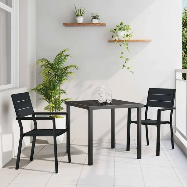 Ensemble de salle à manger pour jardin 3 pcs Noir