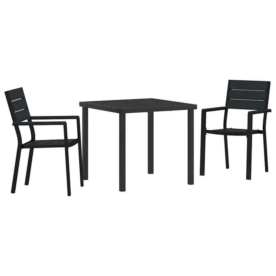 Ensemble de salle à manger pour jardin 3 pcs Noir - 2