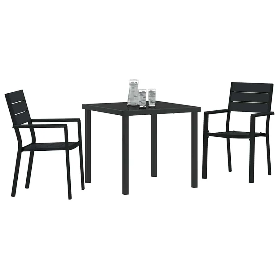 Ensemble de salle à manger pour jardin 3 pcs Noir - 3