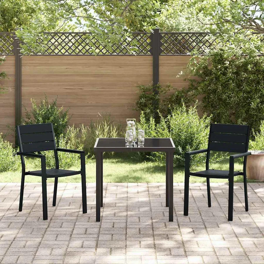 Ensemble de salle à manger pour jardin 3 pcs Noir - 4