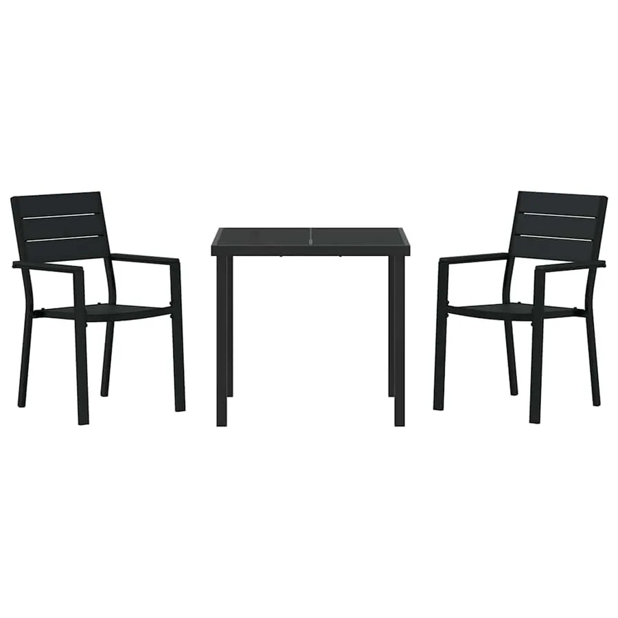 Ensemble de salle à manger pour jardin 3 pcs Noir - 7