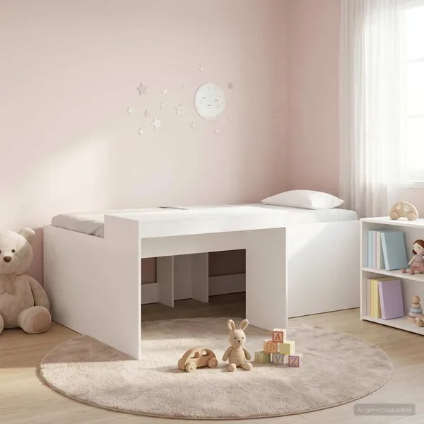 Lit haut pour enfants avec bureau Blanc Bois d'ingénierie