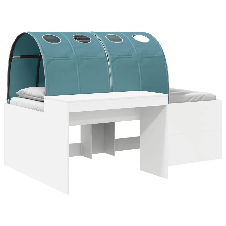 Lit haut pour enfants avec bureau 3 pc Blanc et bleu clair - 2