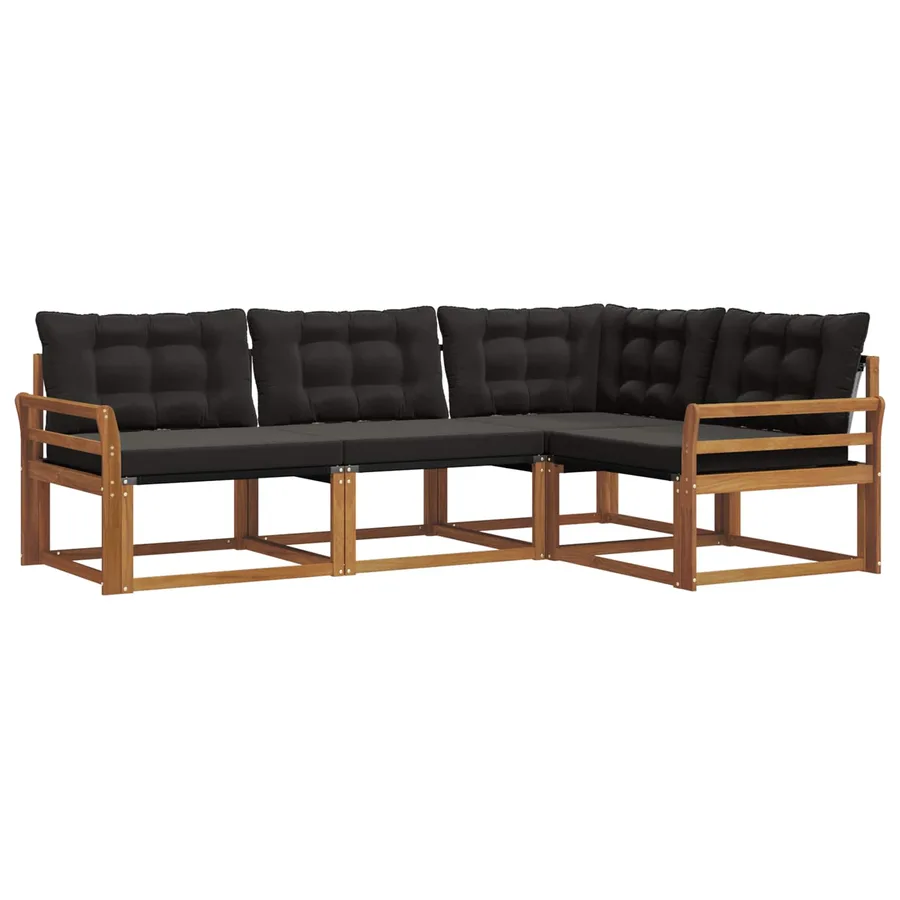 Ensemble de canapés d'extérieur 4 pcs Naturel et Noir - 2