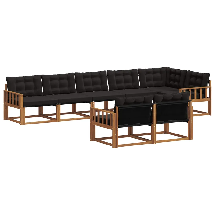 Ensemble de canapés d'extérieur 8 pcs Naturel et Noir - 2