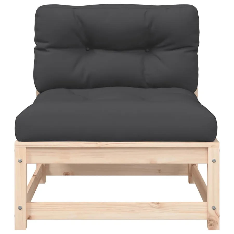 Canapés de jardin sans accoudoirs coussins 2pcs bois massif pin - 6