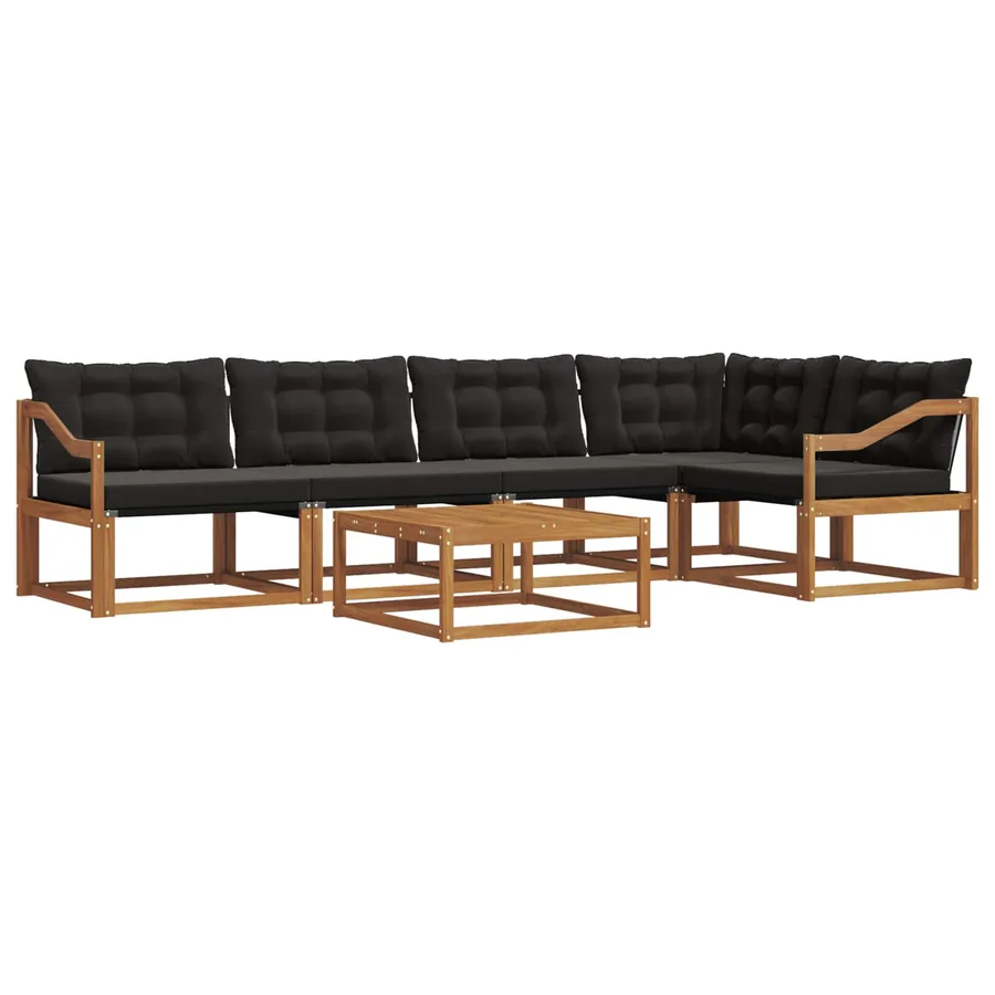 Ensemble de canapés d'extérieur 6 pcs Naturel et Noir - 2