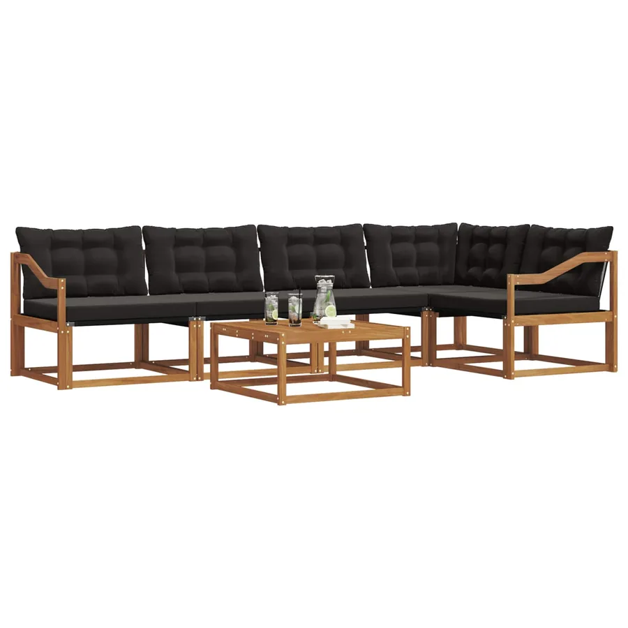 Ensemble de canapés d'extérieur 6 pcs Naturel et Noir - 3