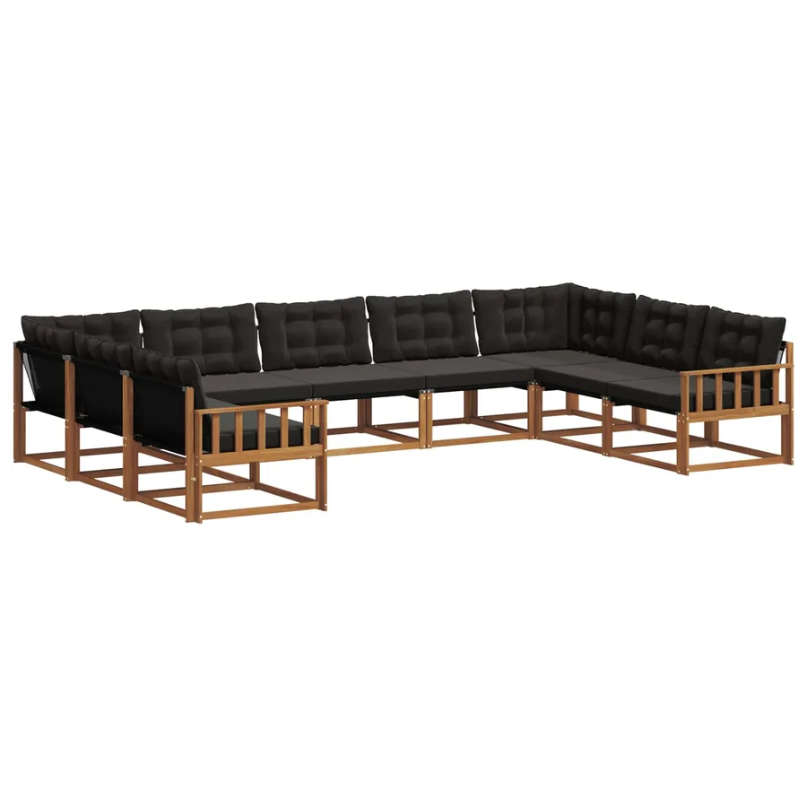 Ensemble de canapés d'extérieur 9 pcs Naturel et Noir - 2