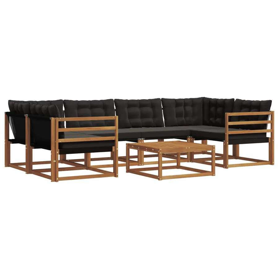 Ensemble de canapés d'extérieur 7 pcs Naturel et Noir - 2