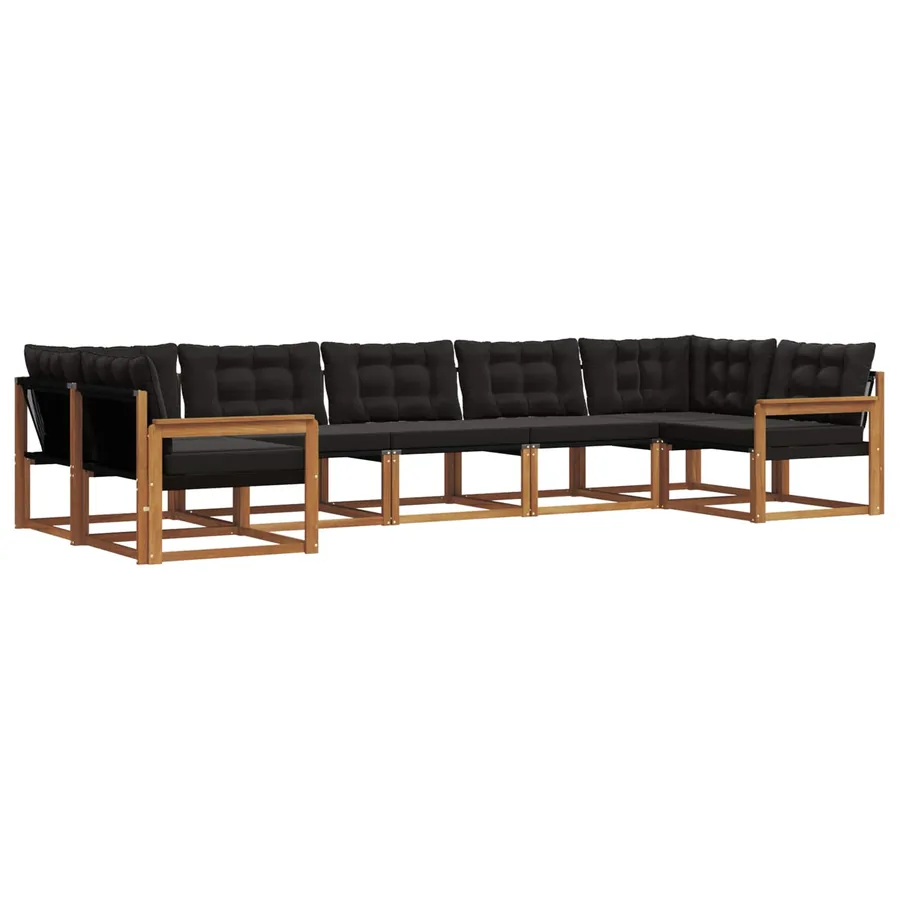 Ensemble de canapés d'extérieur 7 pcs Naturel et Noir - 2