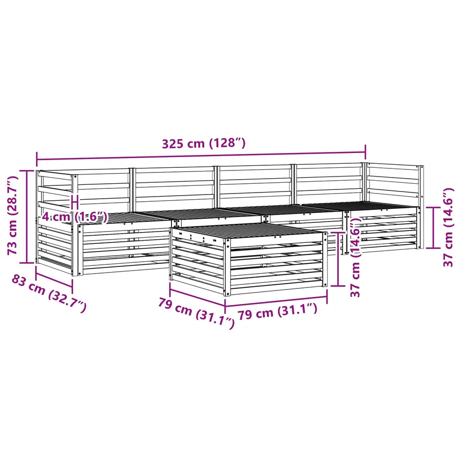 Ensemble de canapés d'extérieur 5 pcs Naturel - 9