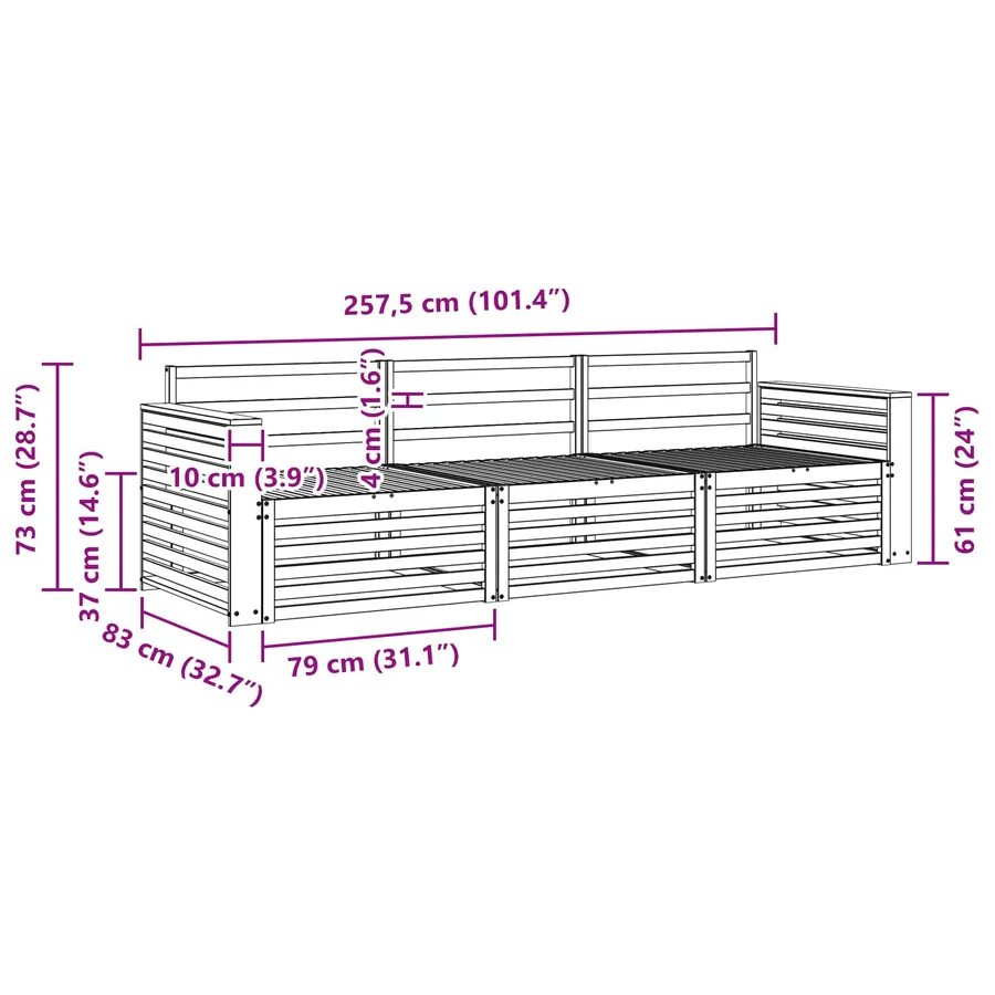 Ensemble de canapés d'extérieur 3 pcs Naturel - 6