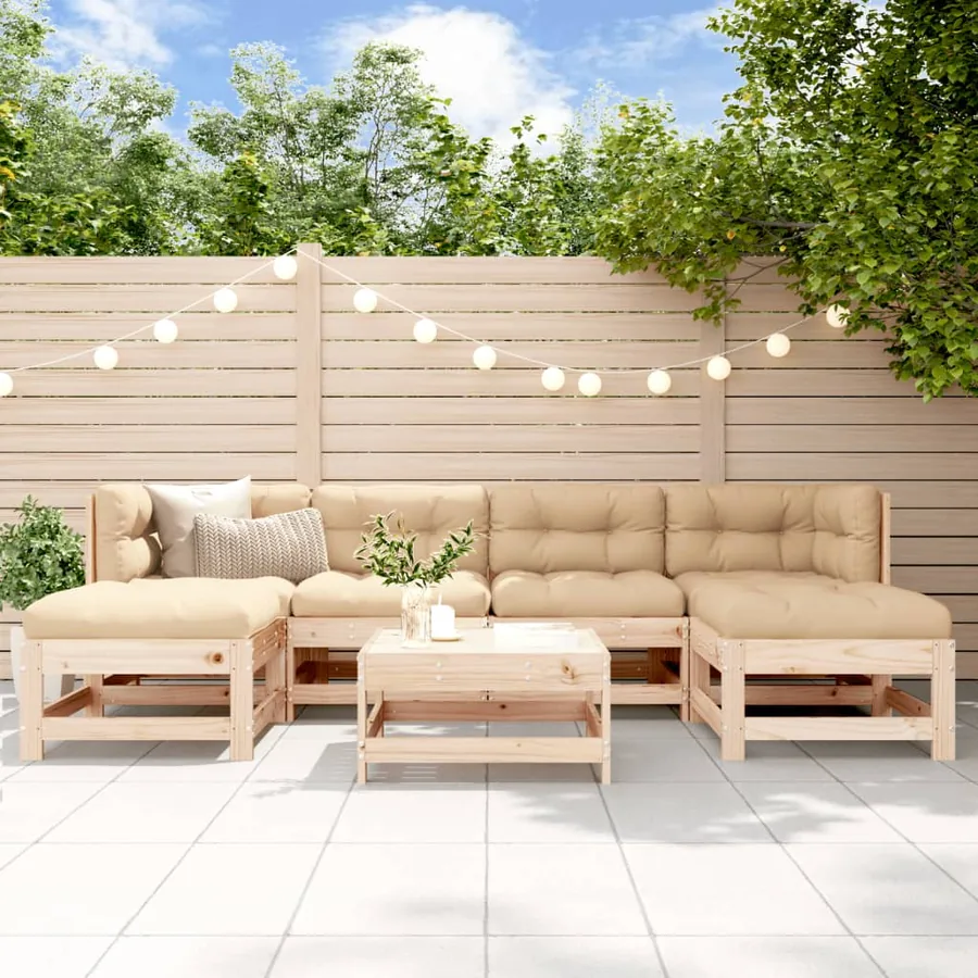 Salon de jardin 7 pcs Bois de pin massif