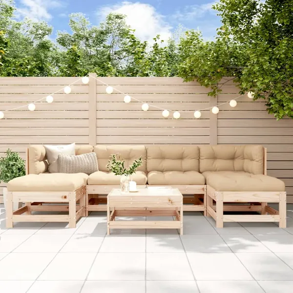 Salon de jardin 7 pcs Bois de pin massif