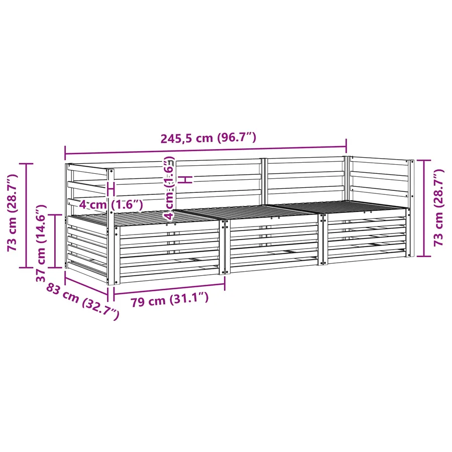 Ensemble de canapés d'extérieur 3 pcs Naturel - 6