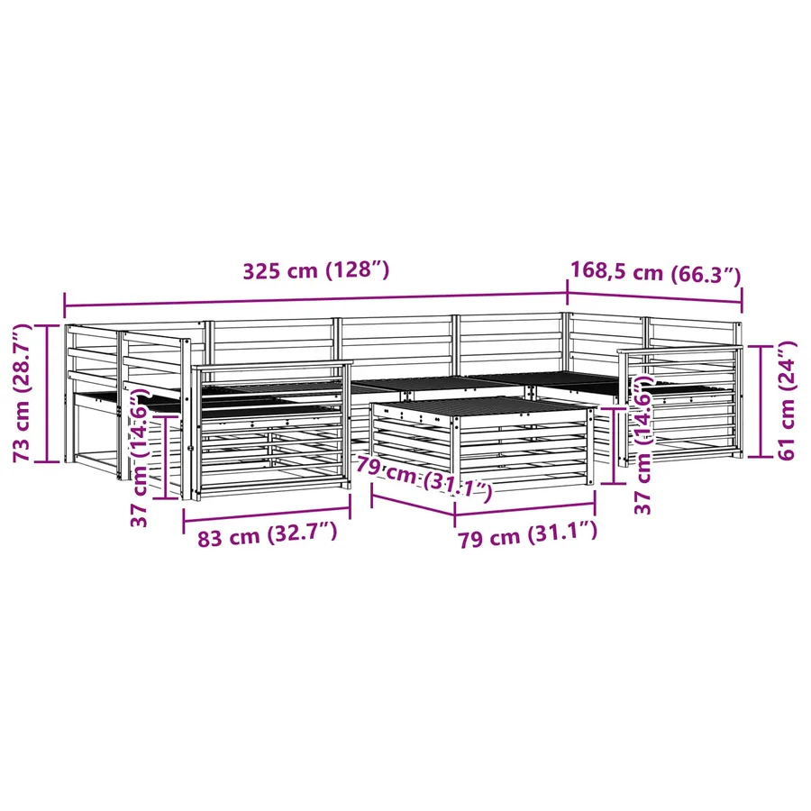 Ensemble de canapés d'extérieur 7 pcs Naturel - 10