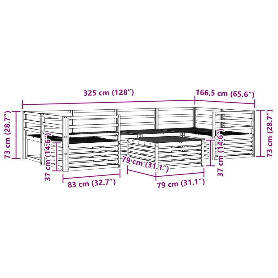 Ensemble de canapés d'extérieur 7 pcs Naturel - 8