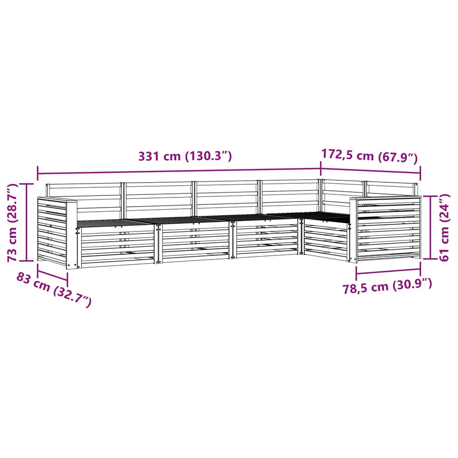 Ensemble de canapés d'extérieur 5 pcs Naturel - 8