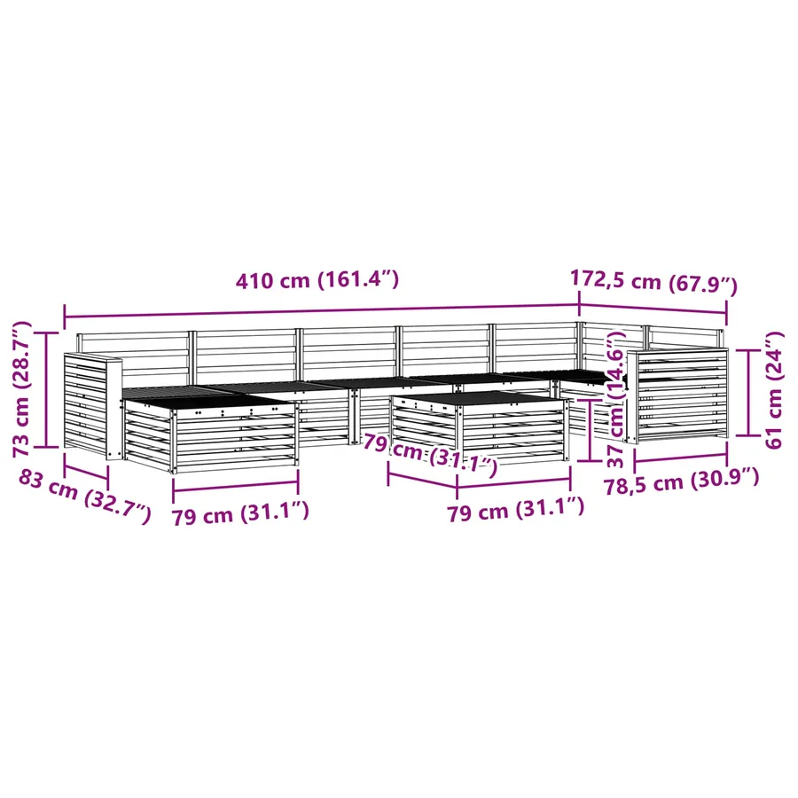 Ensemble de canapés d'extérieur 8 pcs Naturel - 12
