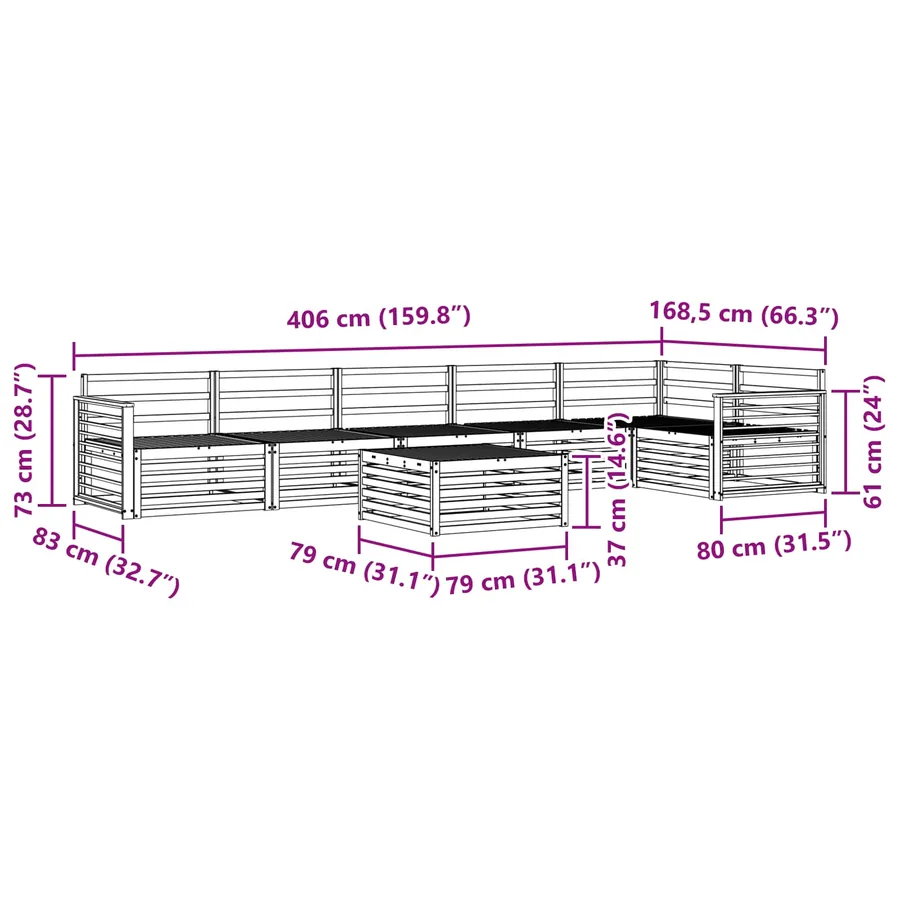 Ensemble de canapés d'extérieur 7 pcs Naturel - 8