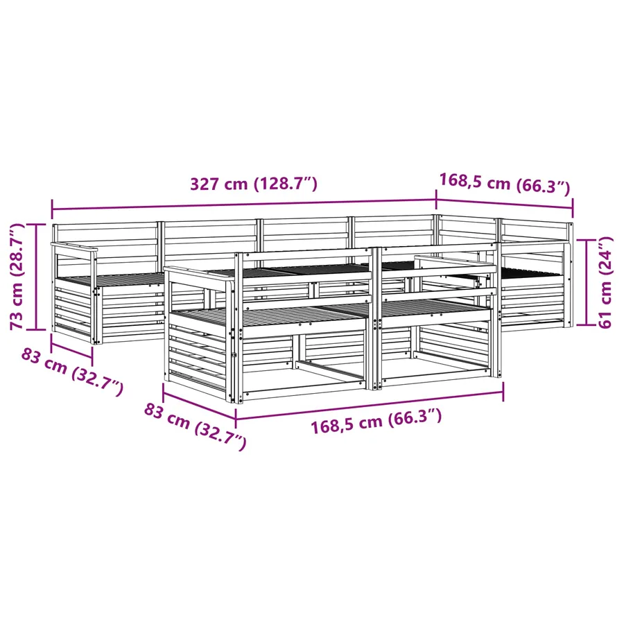 Ensemble de canapés d'extérieur 7 pcs Naturel - 7