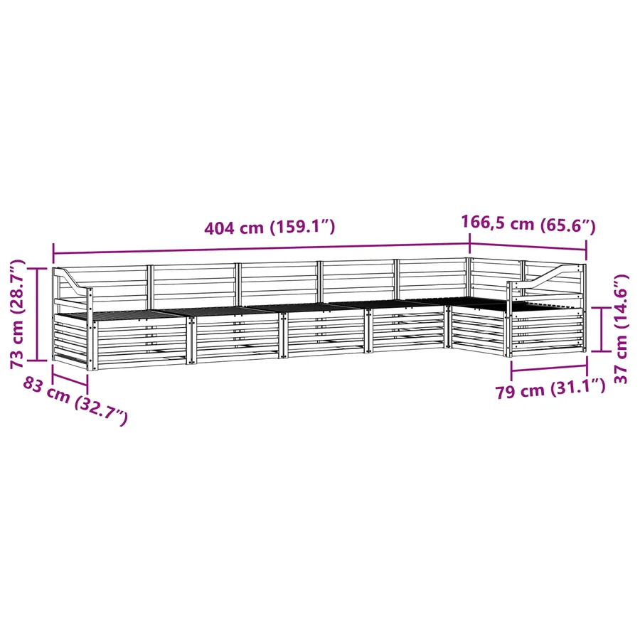Ensemble de canapés d'extérieur 6 pcs Naturel - 7